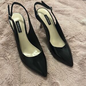 Nine West Black Suede Slingback Heels